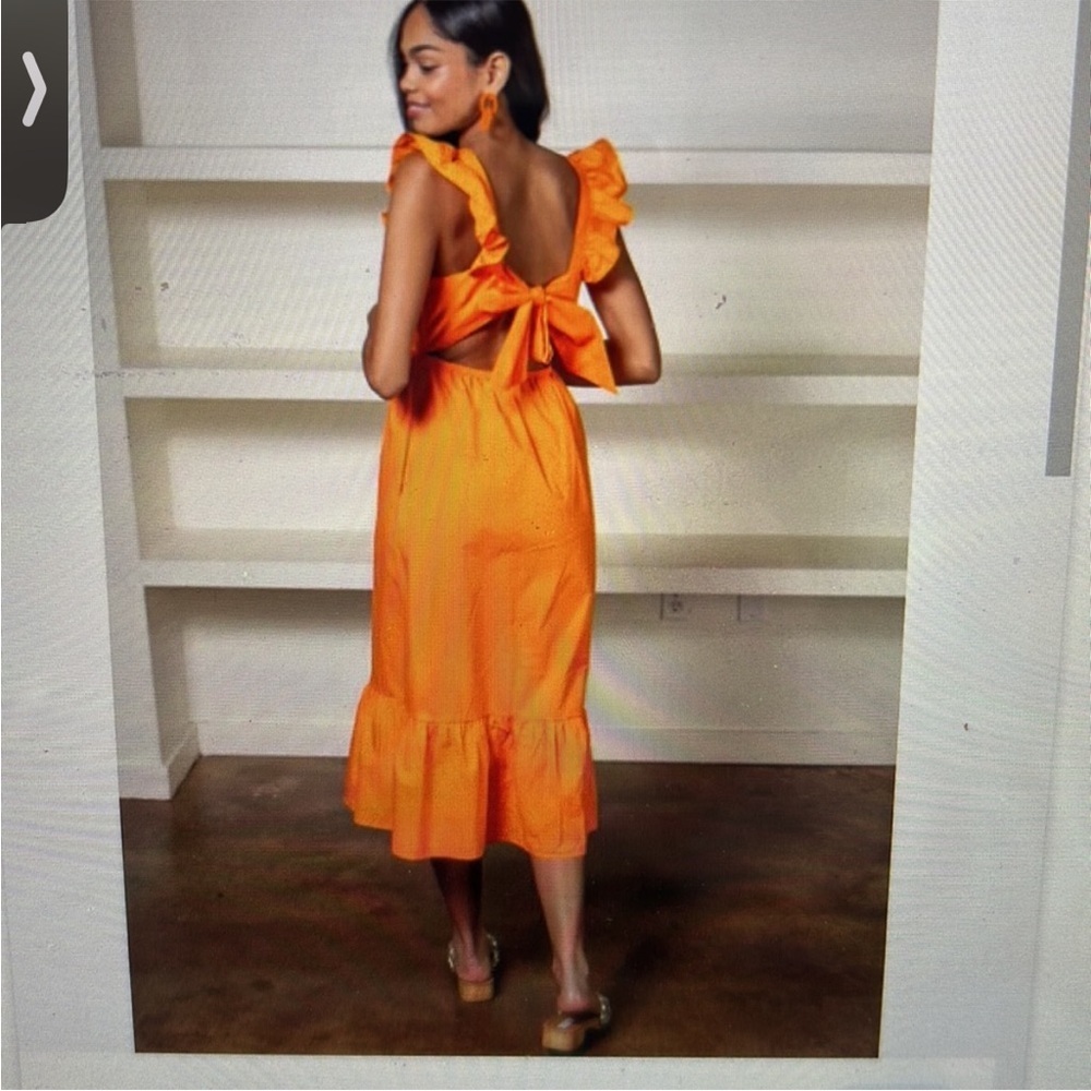 Adelyn Rae Soshani Poplin Dress Orange Womens Midi Dress XS